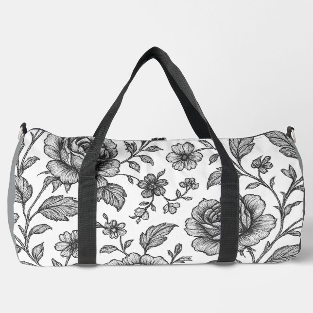 Vintage Rose Blumenmuster Duffle Bag (Vorderseite)