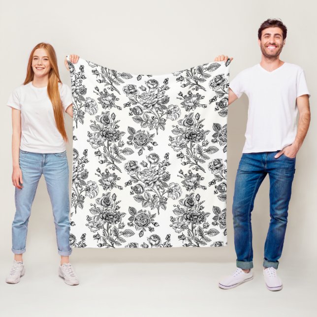 Vintage Rose Blumenmuster Fleecedecke (Beispiel)