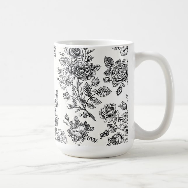 Vintage Rose Blumenmuster Kaffeetasse (Rechts)