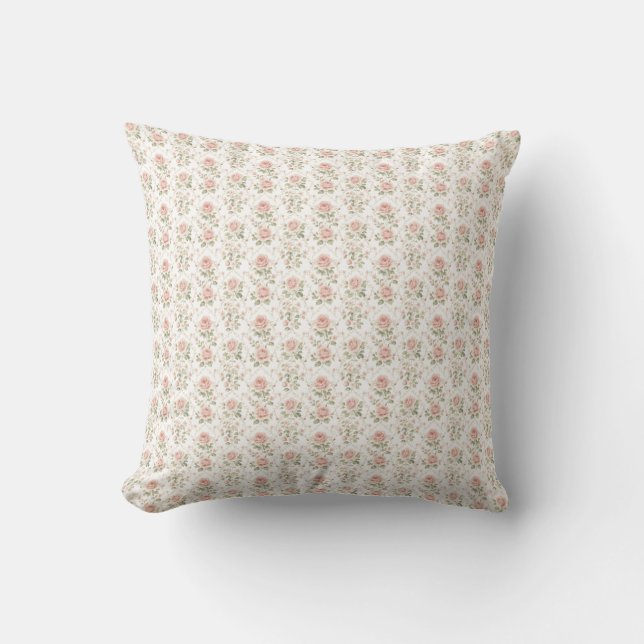 Vintage-Rosé-Blumenmuster Kissen (Vorderseite)