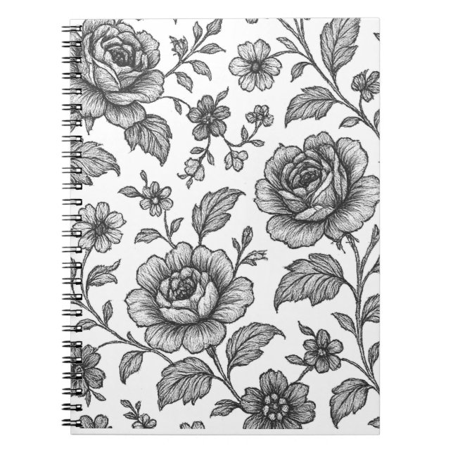 Vintage Rose Blumenmuster Notizblock (Vorderseite)