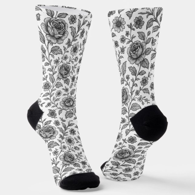 Vintage Rose Blumenmuster Socken (Gewinkelt)