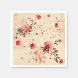 Vintage Rose Blumenrosa und Cremepapier Napkins Serviette