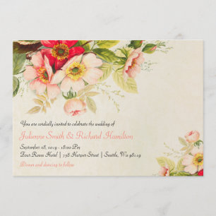 Vintage Rose Blush Blues Hochzeitsaufenthalte Einladung