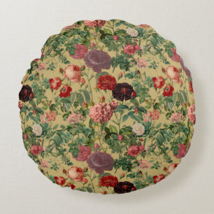 Vintage Rose Boho Rundkissen - Dekoration Rundes Kissen