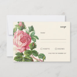 Vintage Rose Boho Wedding RSVP Karte