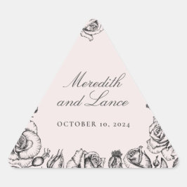 Vintage Rose Border Pink Wedding Stickers