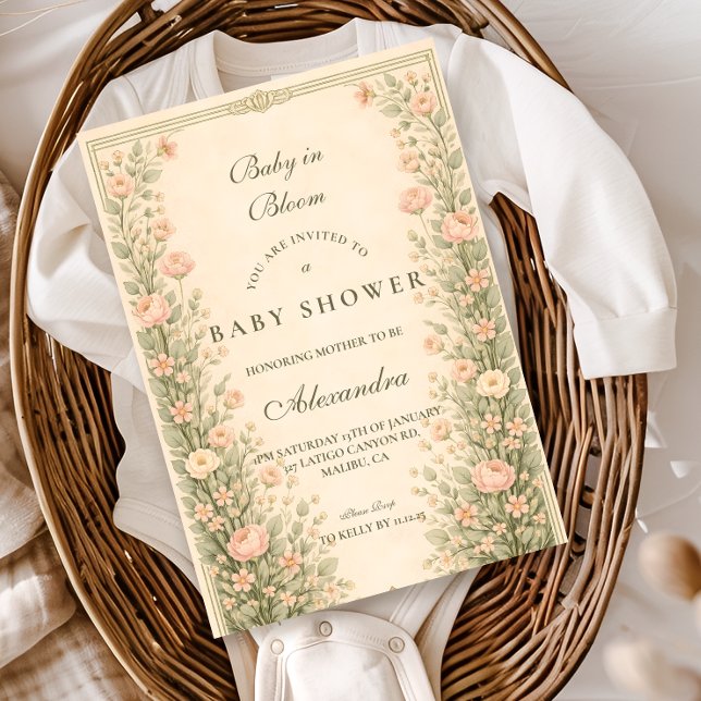 Vintage Rose Botanical Baby Shower Einladung (Von Creator hochgeladen)