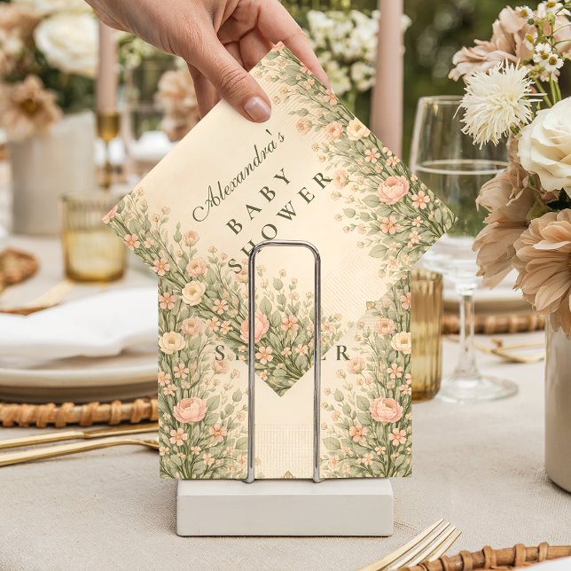 Vintage Rose Botanical Baby Shower Serviette (Von Creator hochgeladen)