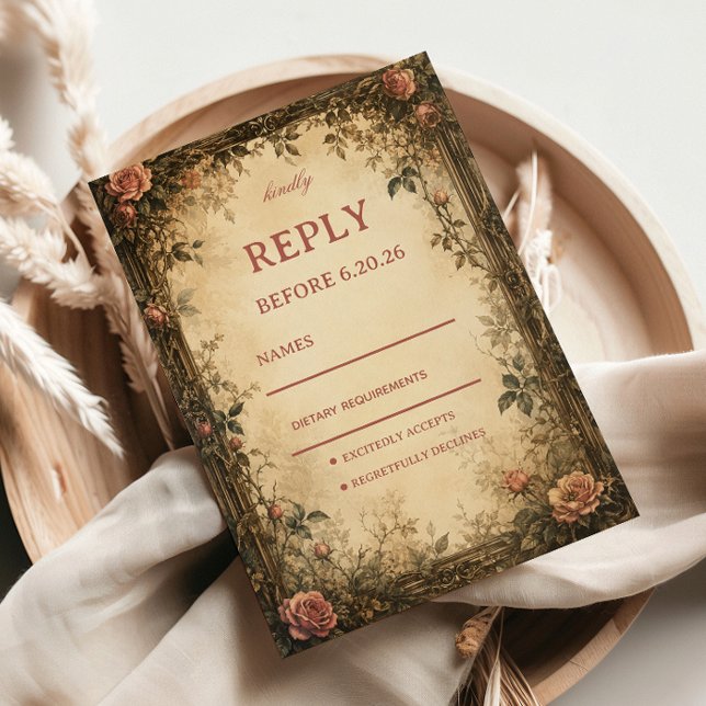Vintage-Rose-Botanik RSVP Karte (Von Creator hochgeladen)