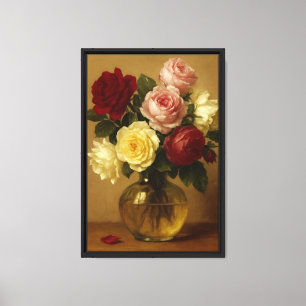 Vintage Rose Bouquet Art Leinwanddruck