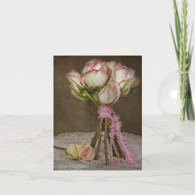 Vintage Rose Bouquet-Karte Karte (Vorderseite)