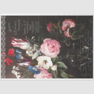 Vintage Rose Bouquet und Tulips Decoupage Seidenpapier