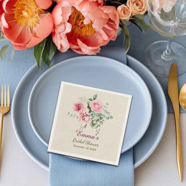 Vintage Rose Brautparty-Papier anpassen Serviette (Von Creator hochgeladen)