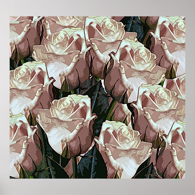Vintage Rose Bunch: farbenfrohe Blumen. Poster (Vorne)