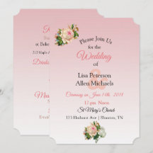 Vintage Rose Champagner Blumenzitterung Einladung