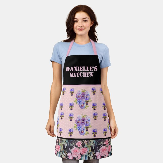 Vintage Rose der  Rose Aquarell Anpassbare Ap Schürze (Getragen)