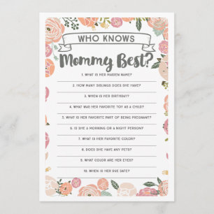 Vintage Rose, die Mama Best Baby Shower Game kennt Einladung