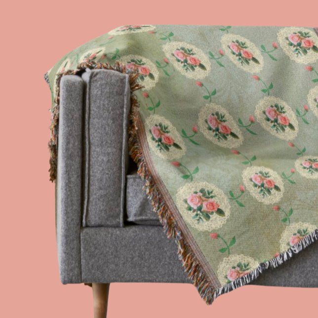 Vintage Rose Doily Green Damask Decke (Von Creator hochgeladen)