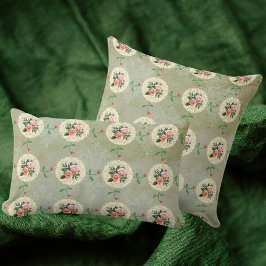 Vintage Rose Doily Green Damask Kissen