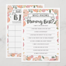 Vintage Rose Doppelseitiges Baby Duschspiel Einladung