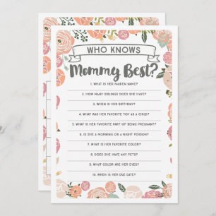 Vintage Rose Doppelseitiges Baby Duschspiel Einladung