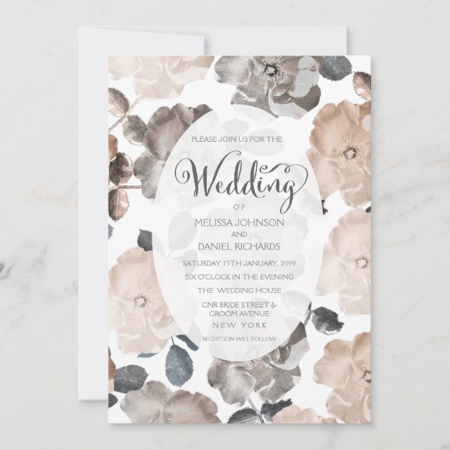 Vintage Rose Einladung zum Hochzeitsfeiern (Vorderseite)