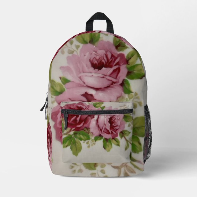Vintage Rose Elegance  Bedruckter Rucksack (Vorderseite)