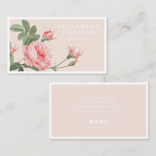 Vintage Rose Elegante Event-Planer Business Card Visitenkarte