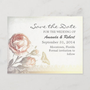 Vintage Rose elegante Save the Date Postkarten