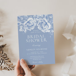 Vintage Rose Elegantes blaues Brautparty Einladung