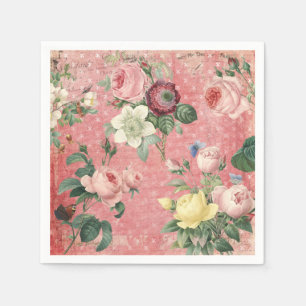 Vintage Rose Elegantes französisches Collage Serviette