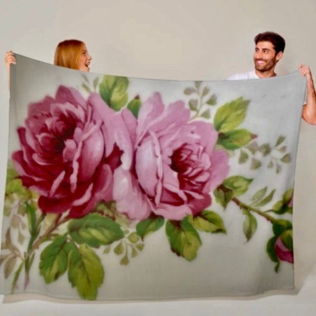 Vintage Rose Eleganz Fleece-Decke Fleecedecke (Delicate, soft and colourful. Available 3 sizes, polyester fleece, machine washable. 
)
