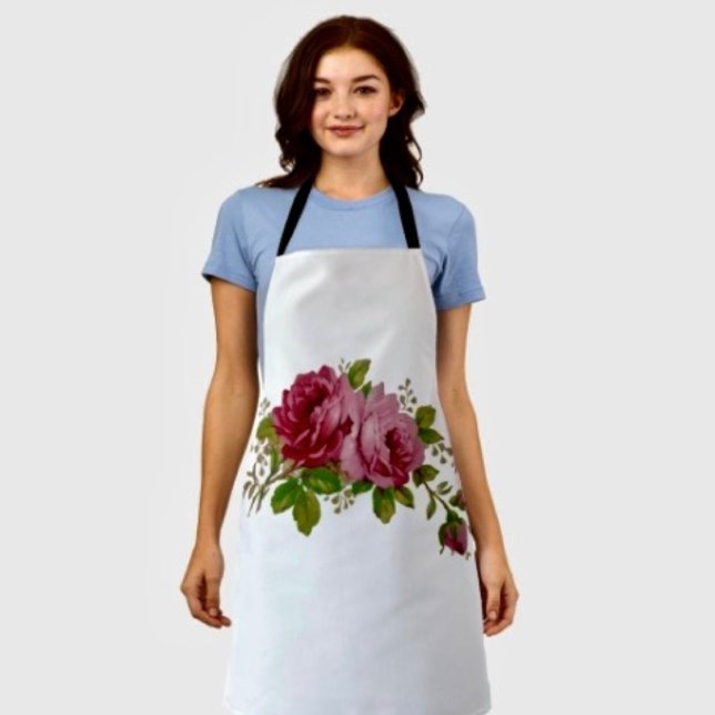 Vintage Rose Eleganz  Schürze ( Apron 100% polyester machine washable.)