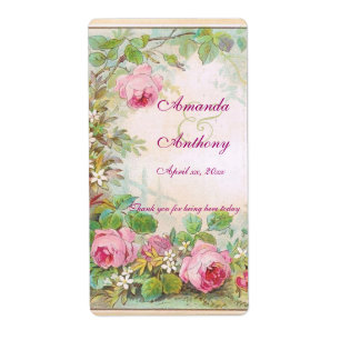 Vintage Rose Englisch Garden Wine/Water Label