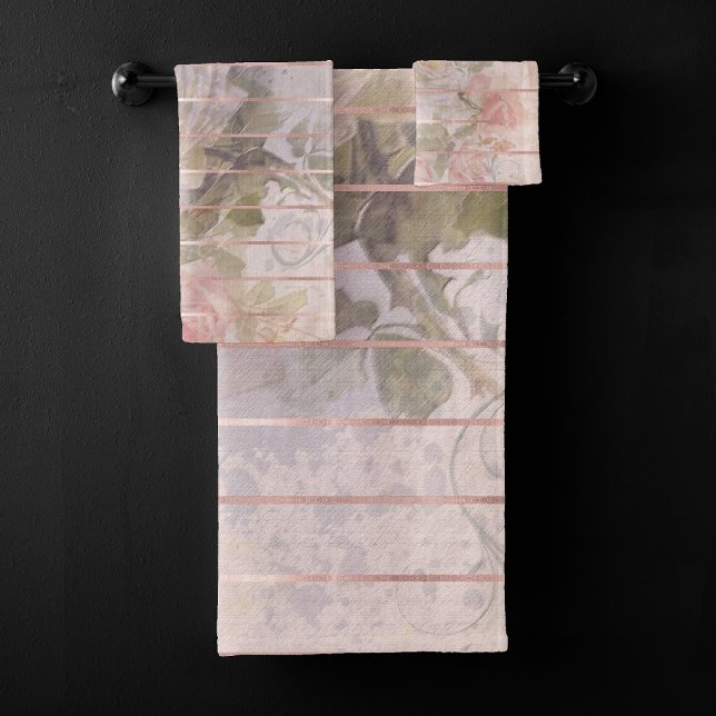 Vintage Rose Ephemera | Blumenfarbe Badhandtuch Set (Von Creator hochgeladen)