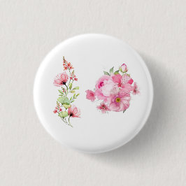 Vintage-Rosé-farbene Pfingstrose-Blumen-Foto Button