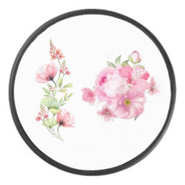 Vintage-Rosé-farbene Pfingstrose-Blumen-Foto Eishockey Puck
