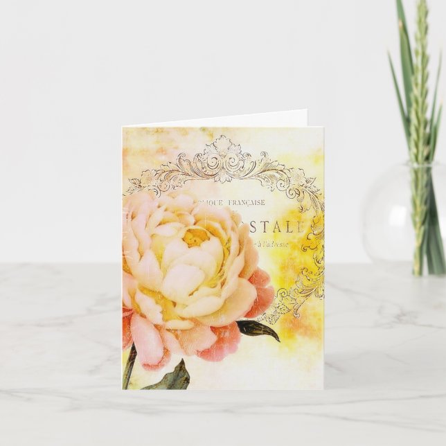 Vintage Rose Feiertagskarte (Vorderseite)