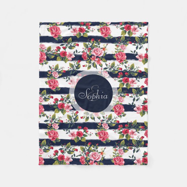 Vintage Rose Fleecedecke (Vorderseite)