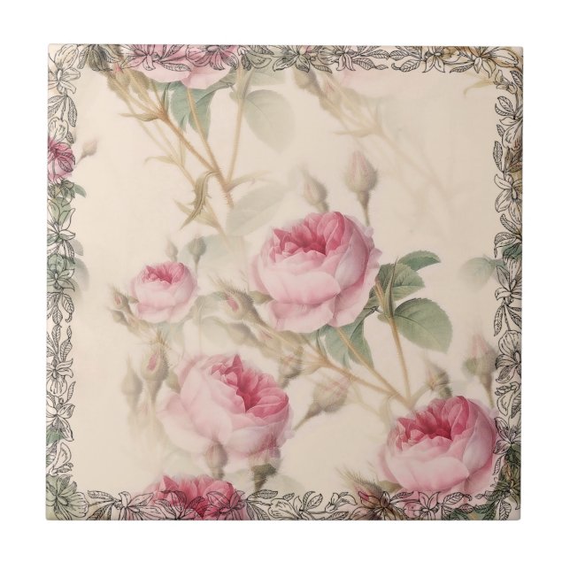 Vintage Rose Fliese (Vorderseite)