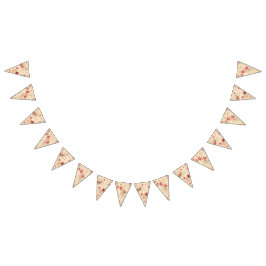 Vintage Rose Floral Bunting Flags Rosa und Creme Wimpelkette