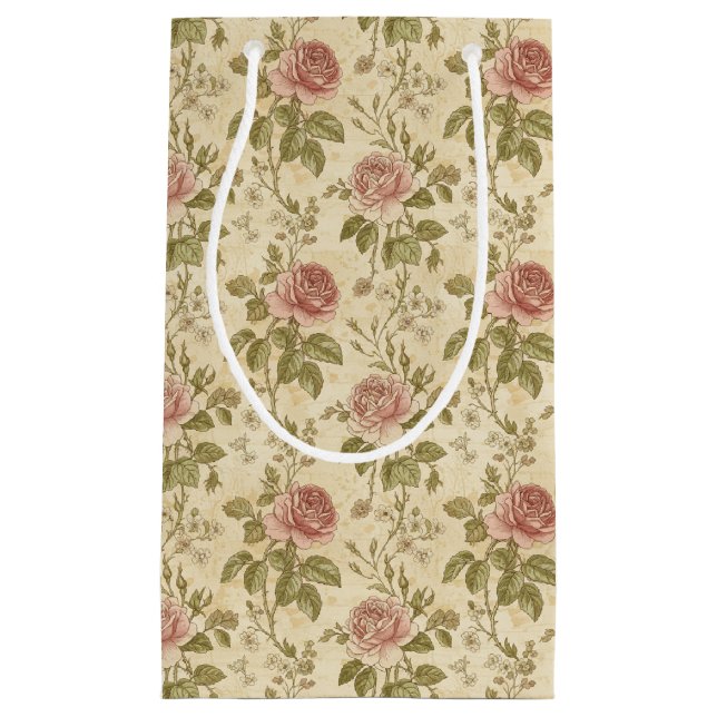 Vintage Rose Floral Pattern Kleine Geschenktüte (Vorderseite)