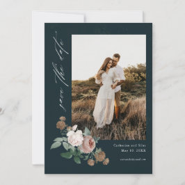 Vintage rose floral wedding foto save the date einladung