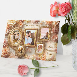 Vintage Rose Frames with Soft Gold Floral Glow Karte
