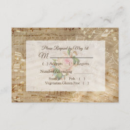 Vintage Rose für antike Notenblätter Hochzeitskart RSVP Karte