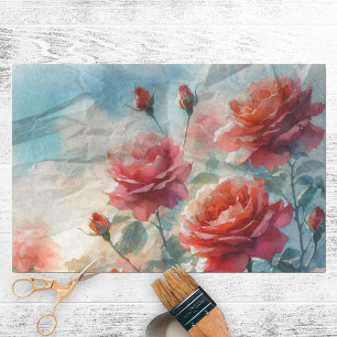 Vintage Rose für Rote Wasserfarben Seidenpapier