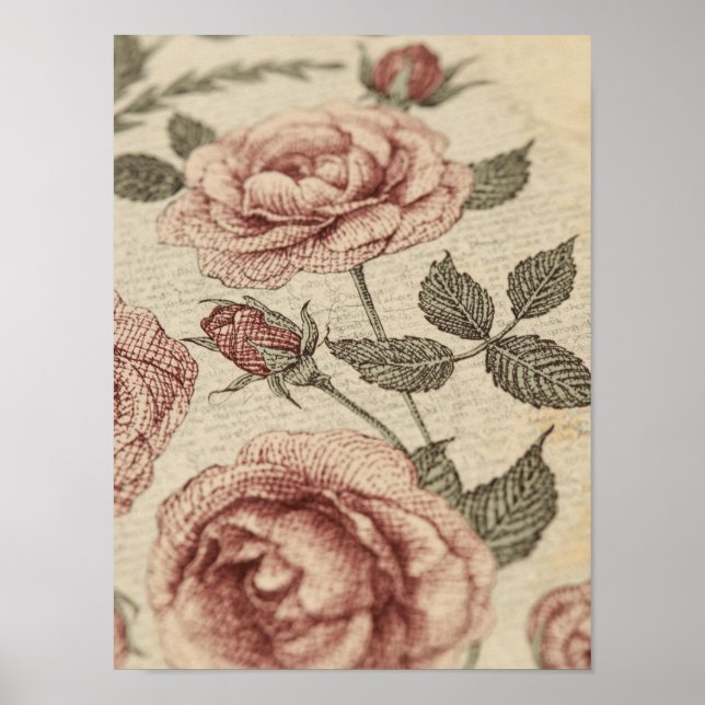Vintage Rose Garden Botanical Poster (Vorne)