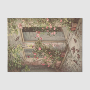 Vintage Rose Garden Hütte Bird Doorway Seidenpapier
