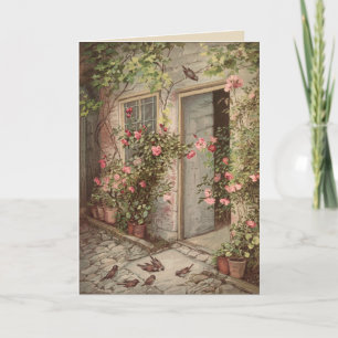 Vintage Rose Garden Hütte Leere Grußkarte Feiertagskarte